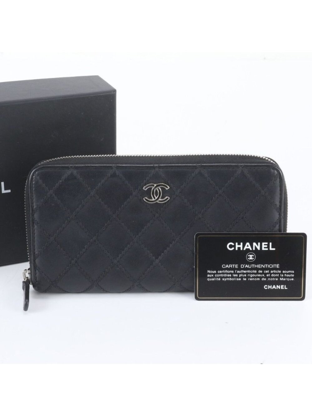 Chanel Card Wild Stitch Leather Wallet CC Logo